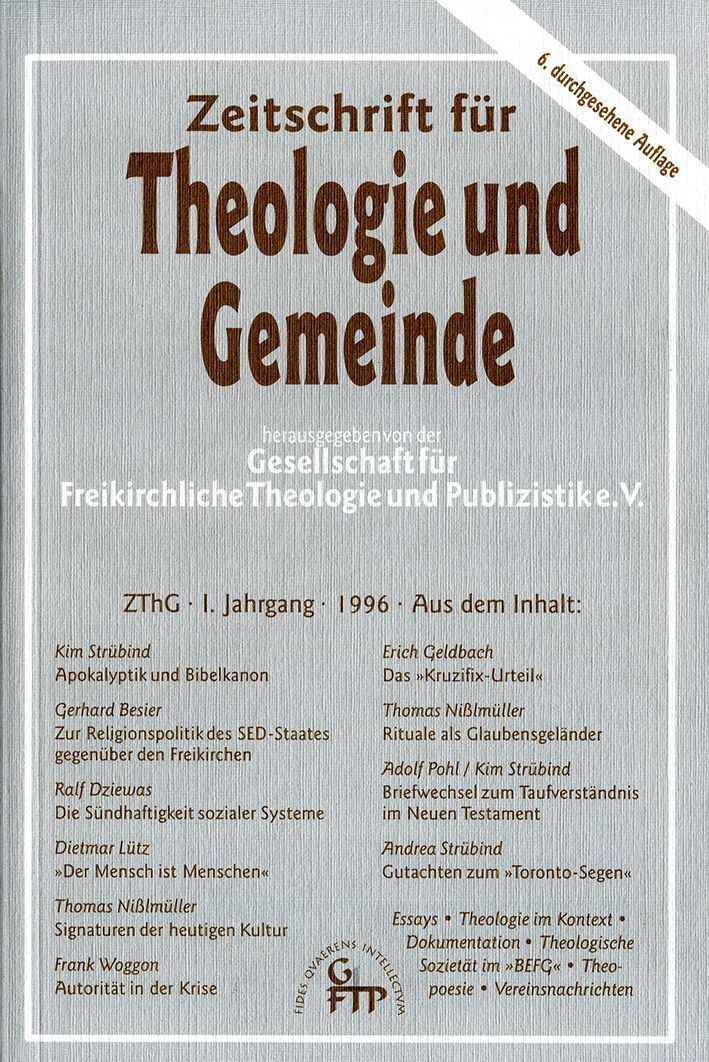 Zeitschrift für Theologie und Gemeinde, 1.Jg.