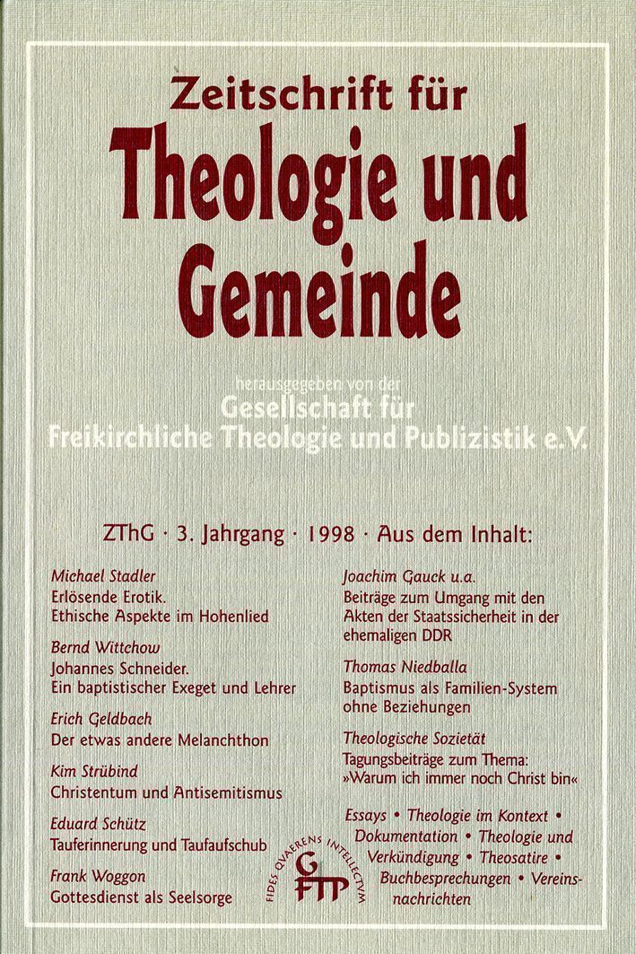 Zeitschrift für Theologie und Gemeinde, 3.Jg
