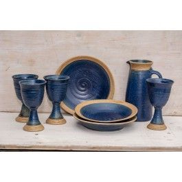 Keramik-Brotteller, blau
